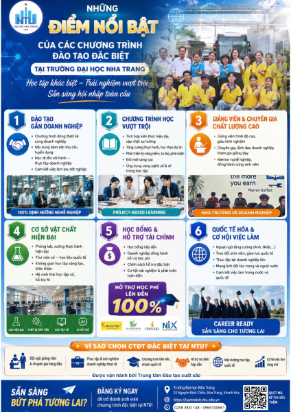 Những điểm nổi bật của Chương trình đào tạo đặc biệt tại Trường Đại học Nha Trang